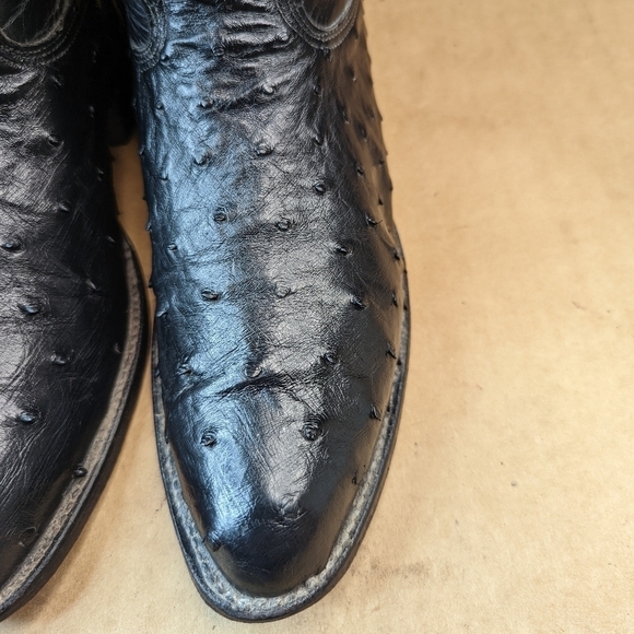 Larry Mahan boots men's size 10.5B Exotic Genuine Full Quill Ostrich black leath - Picture 4 of 14